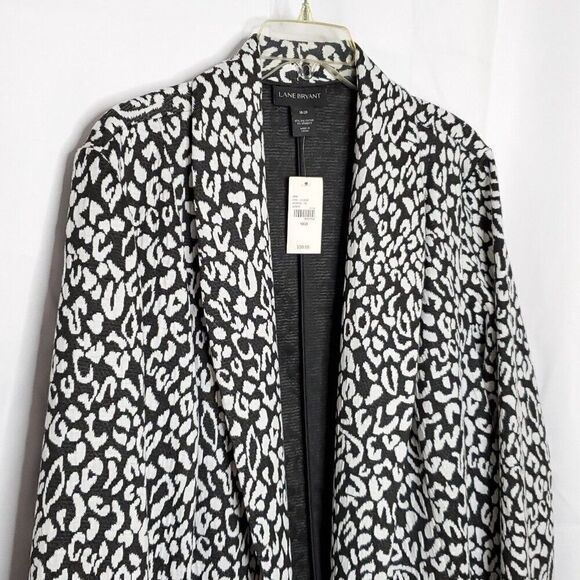 NEW Lane Bryant Open Cardigan 18 20 Animal Print Leopard Cheetah Gray White - Picture 2 of 5
